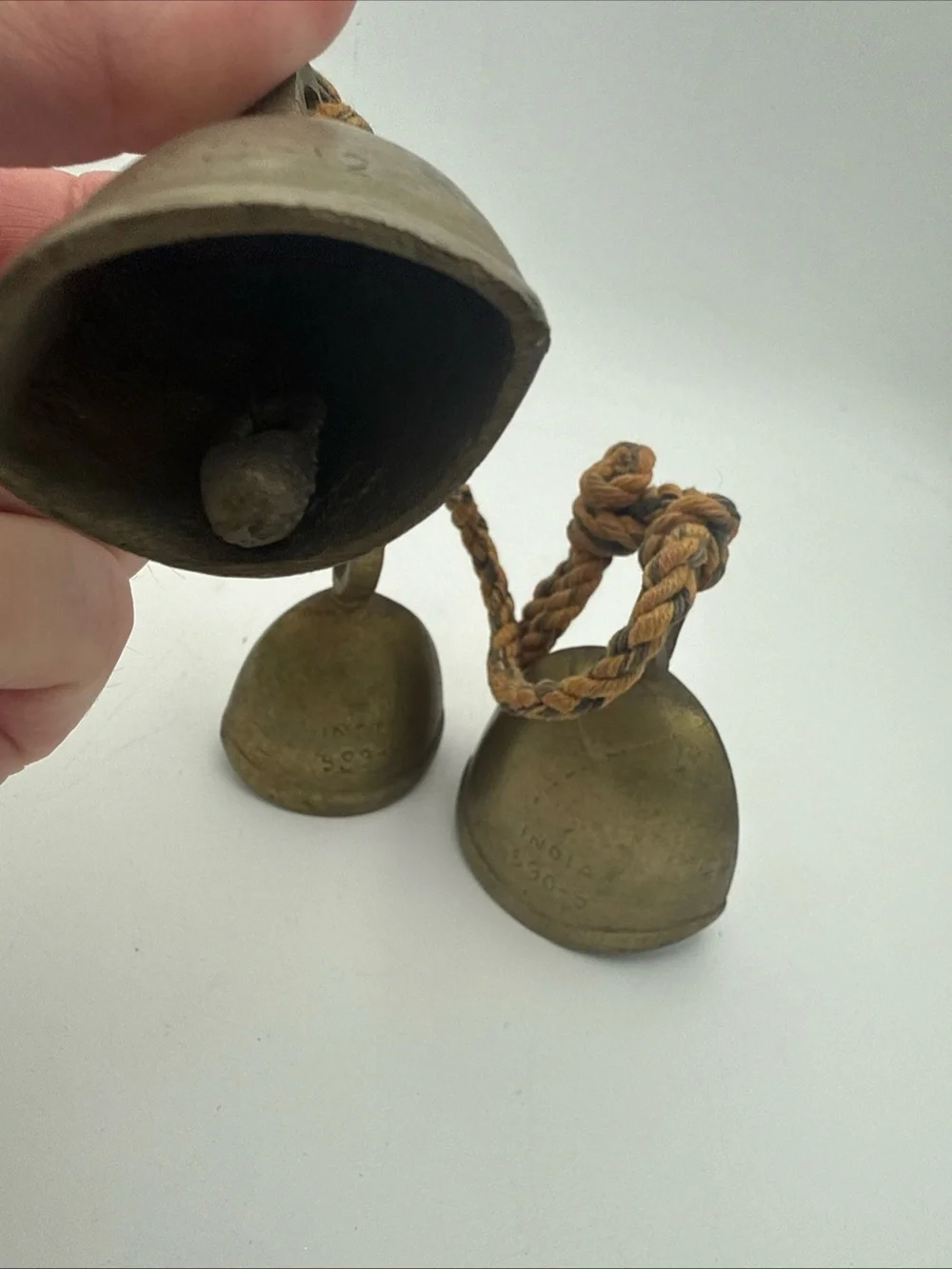 VTG hanging brass bells India Bells of Sarna / rustic harmony bells